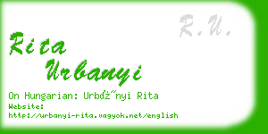 rita urbanyi business card